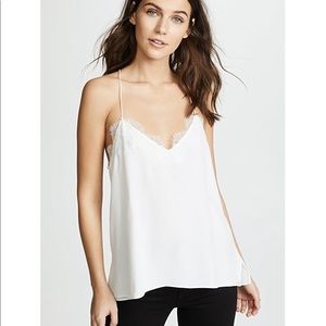 CAMI NYC white silk racer back top, Size L